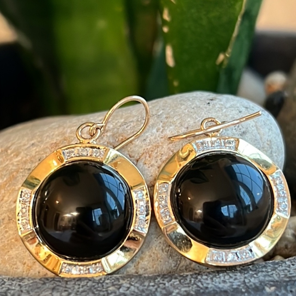 Elegant Gold and Black Earrings